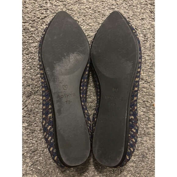 Rothy's The Bow Point Evening Metallic Knit Fabric Ballet Flats Pointed-Toe 7.5 - Picture 6 of 8